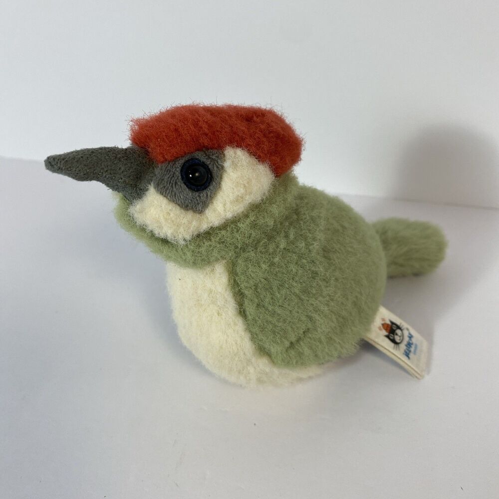 Jellycat Birdling Woodpecker Green Red Plush Retired Small Bird 4 inch Fairy